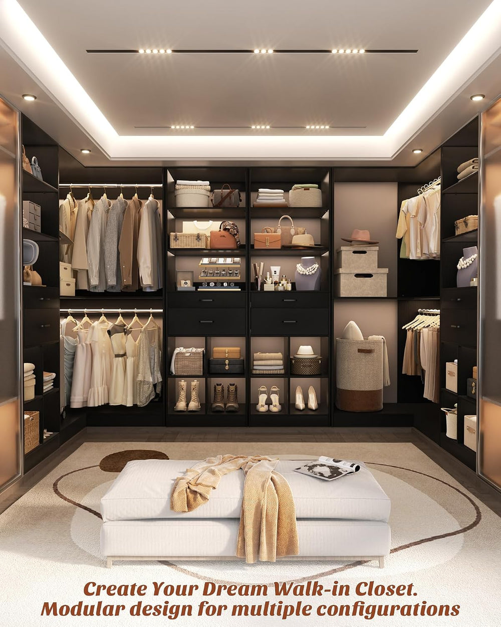 Besiost Closet System with 4 Drawers, 53.5"*53.5"/ 31.5"*75.5&...