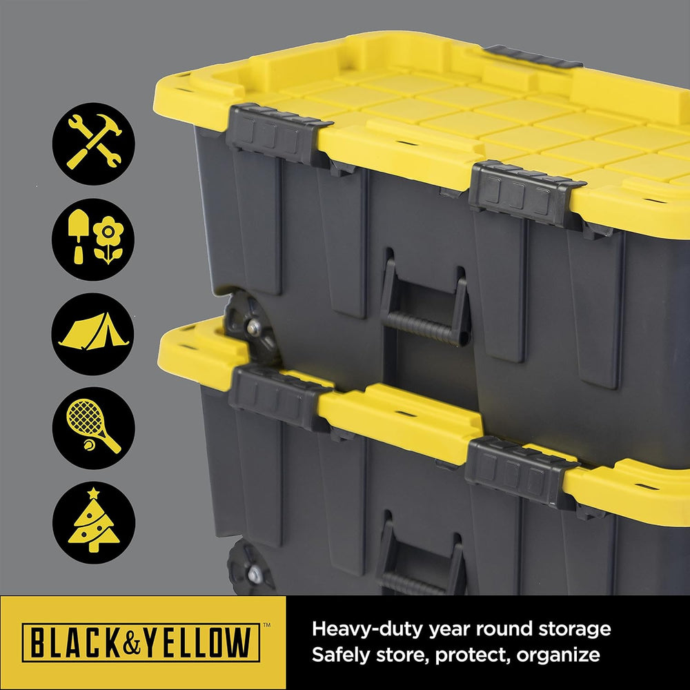 CX 20-Gallon Heavy Duty Stackable Lidded Storage Bins with Wheels, 4 Pack