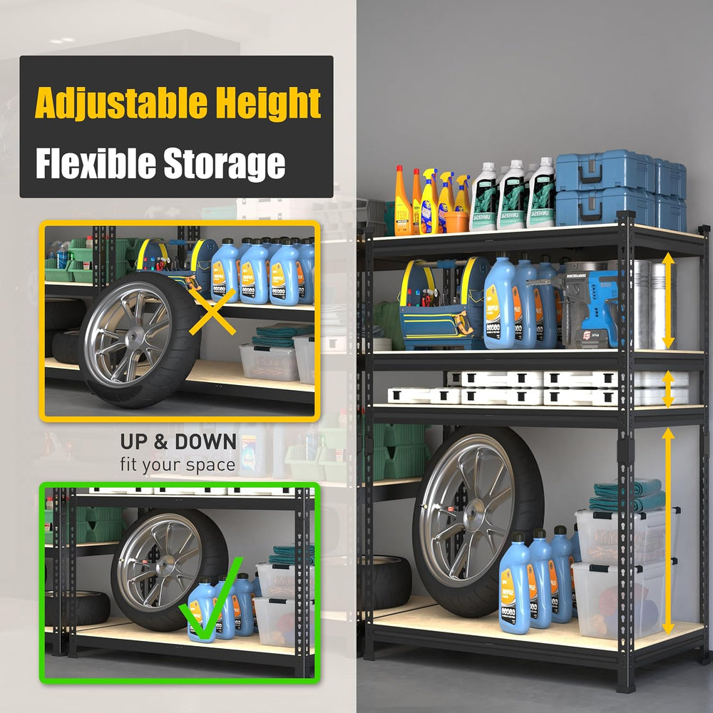PrimeZone 40"W x 20"D x 59"H Garage Shelving, 4-Tier Storage S...