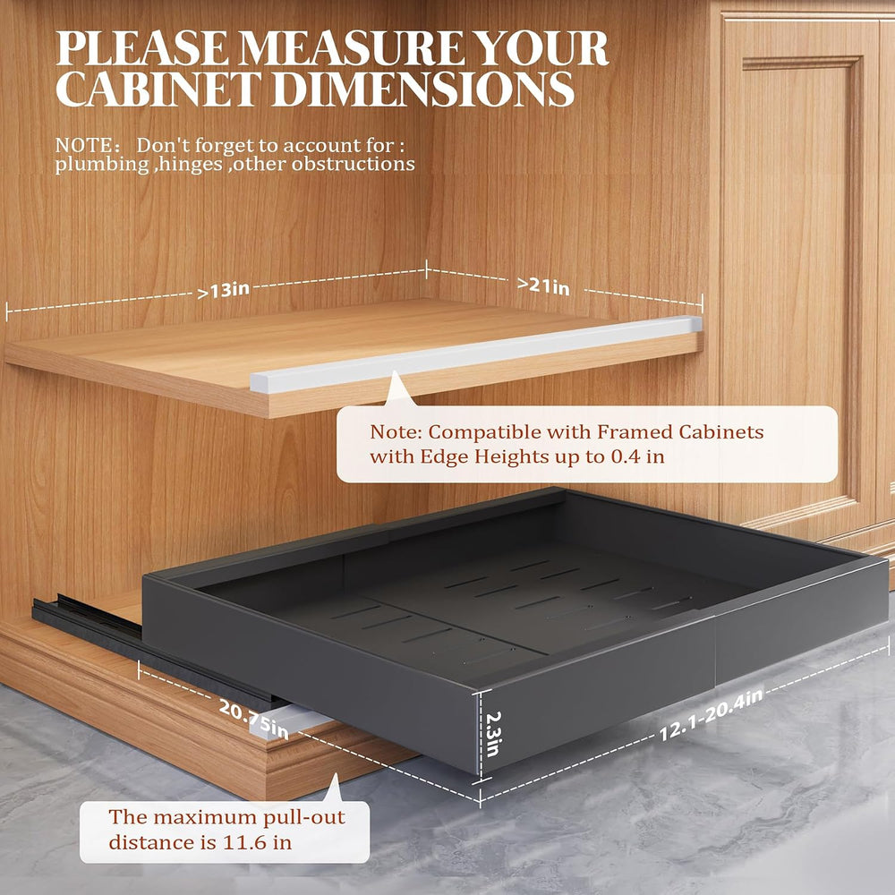 Seinloes 4 Pack Expandable Pull Out Cabinet Organizer 21"Deep With Raisi...
