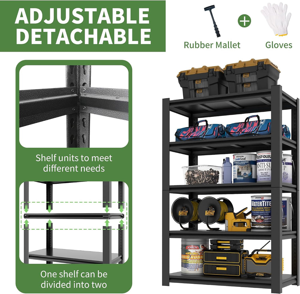 Garage Shelving,72" H Garage Shelves Heavy Duty, 3000Lbs 5 Tier Adjustab...
