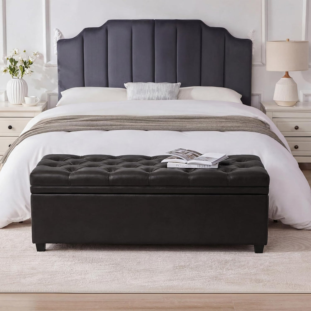 Mangodan 43 Inch Storage Ottoman, Tufted Ottoman with Storage