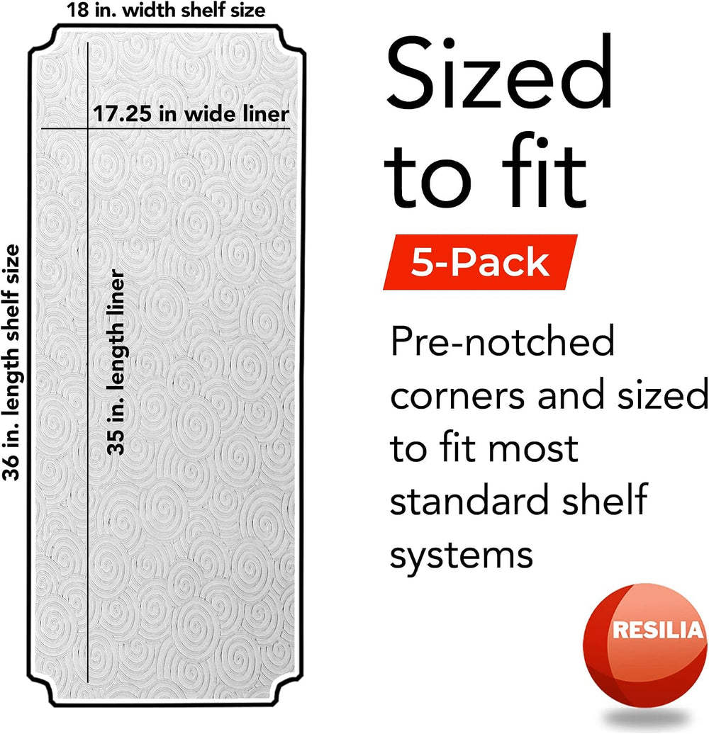 RESILIA Shelf Liner Set for Wire Shelving Units – 5 Pack, 18 Inches x 36 Inch...