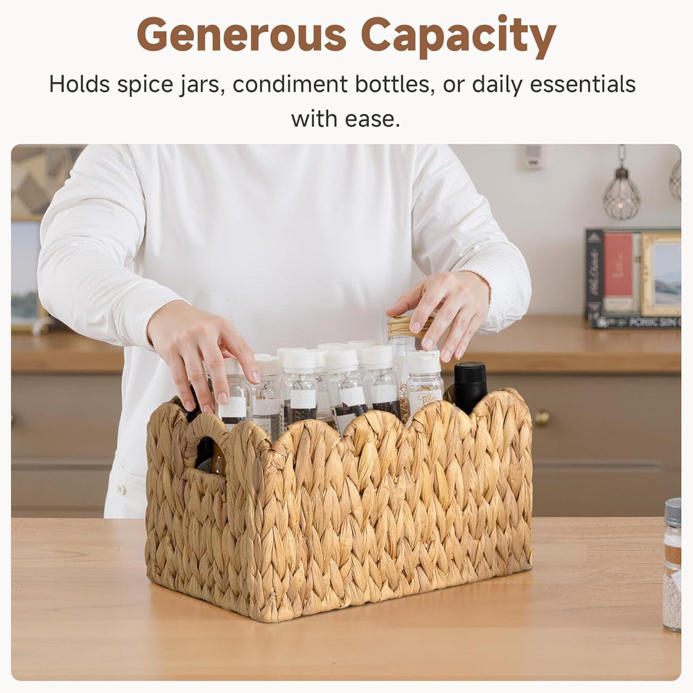 StorageWorks Scalloped Water Hyacinth Baskets, Large Scalloped Baskets