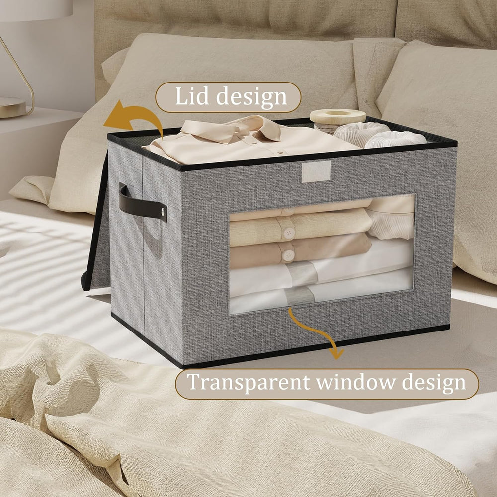 Gray Storage Baskets with Lid,Closet Bin,13x9.1x7.9In,5Pack