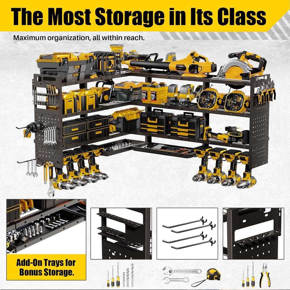 XLarge 64''W Power Tool Organizer Wall Mount, 4-Tier