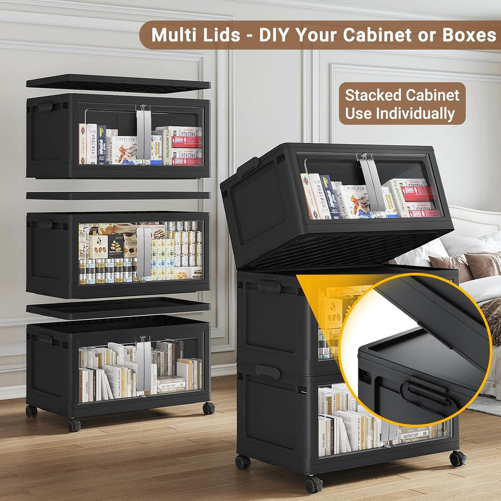 BROVIEW 160QT Stackable Storage Bins with Lids, 40Gal Extra Large Collapsible...