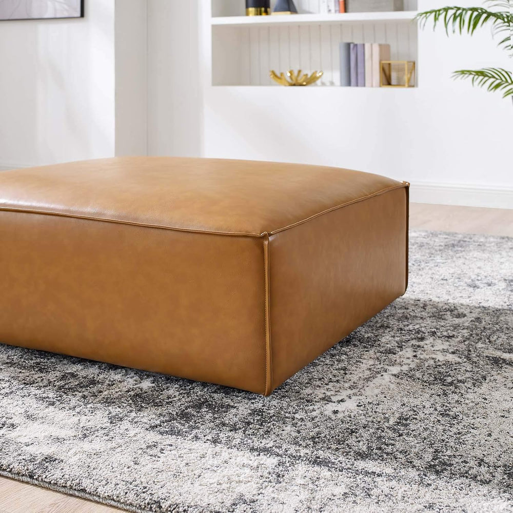 Modway Restore Vegan Leather Sectional Sofa Ottoman in Tan