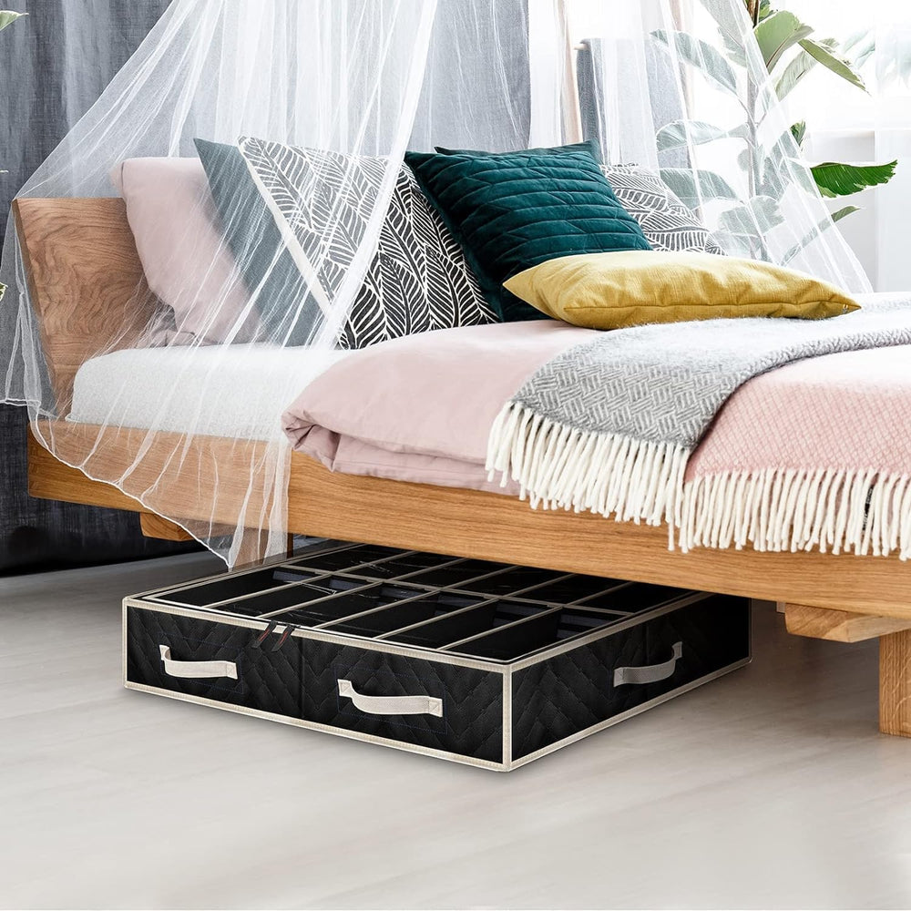 Set of 2, Under Bed Shoe Storage Organizer, Black