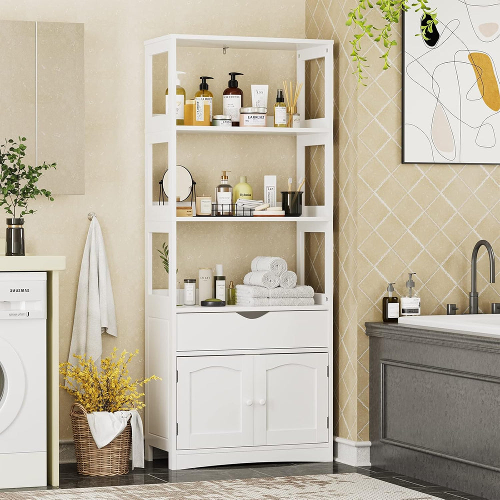 DICTAC Kitchen Pantry Storage Cabinets Freestanding Tall Bathroom Cabinet wit...