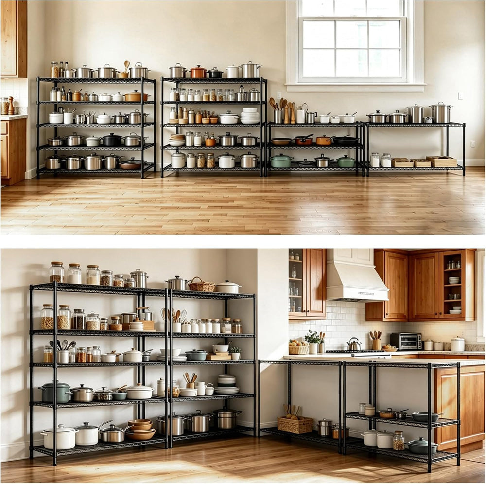 5 Tier Wire Shelving 3 Pack | 55”W Storage Shelves Heavy Duty | Rolling Wire ...
