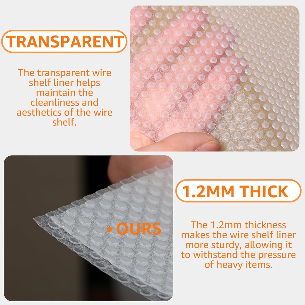 Shelf Liners for Wire Shelving Thick: 17.5" Wide Clear Pantry Cabinet Liner
