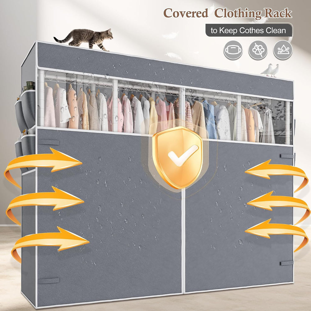 Raybee Clothes Rack Heavy Duty, 1100LBS Capacity with Cover, Sturdy Steel