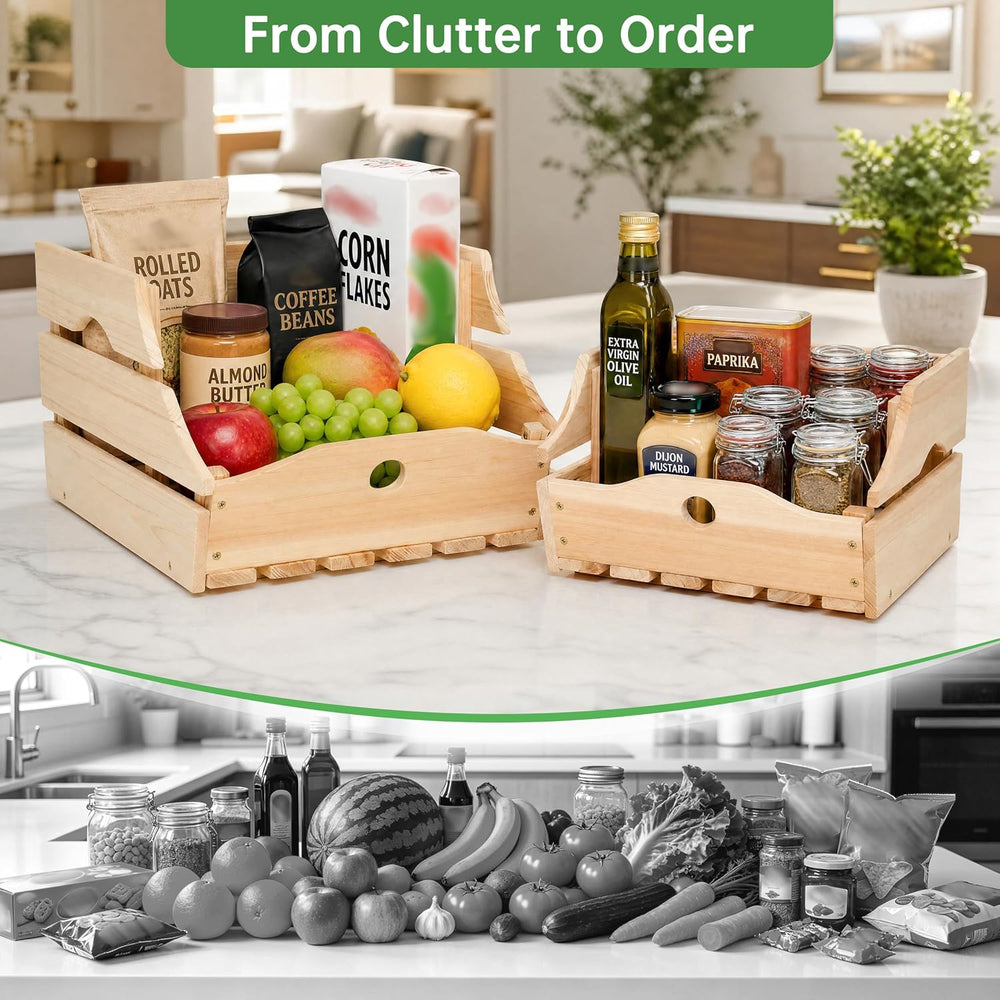 2-Tier Wooden Potato and Onion Storage Bins, Pantry Organizers and Storage, F...