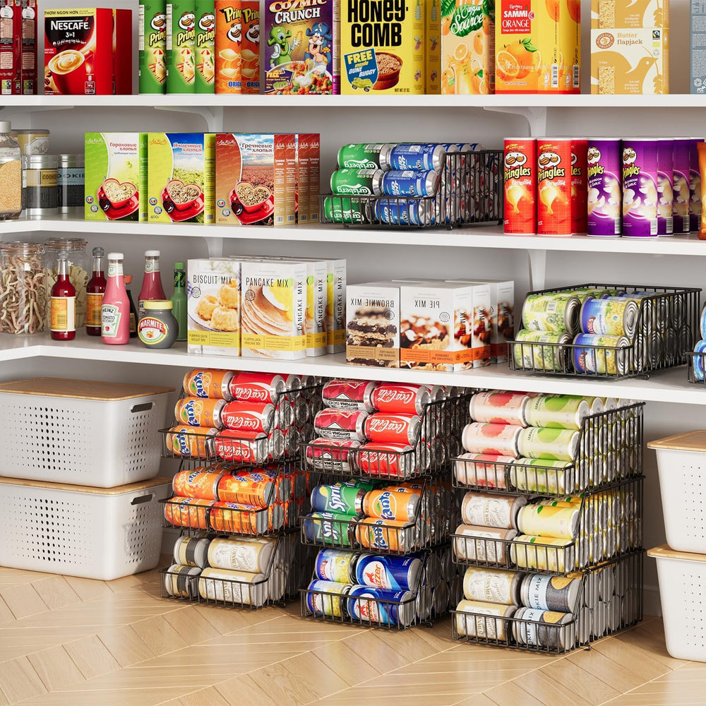 3 Pack Can Storage Organizer For Pantry,Stackble Widen Can Holder Rack With 3...