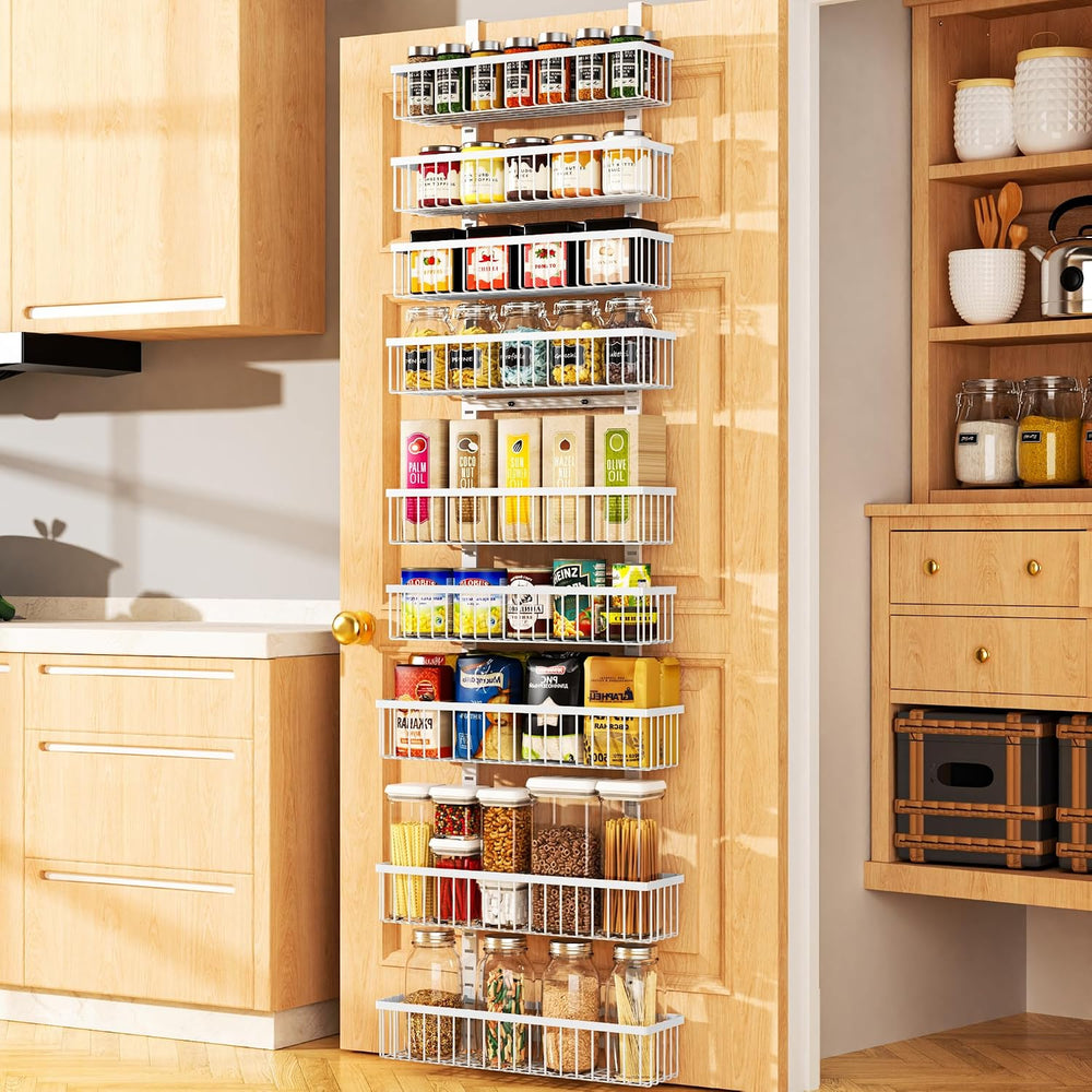 Moforoco 9-Tier White Over The Door Pantry Organizer, Pantry Organization and...