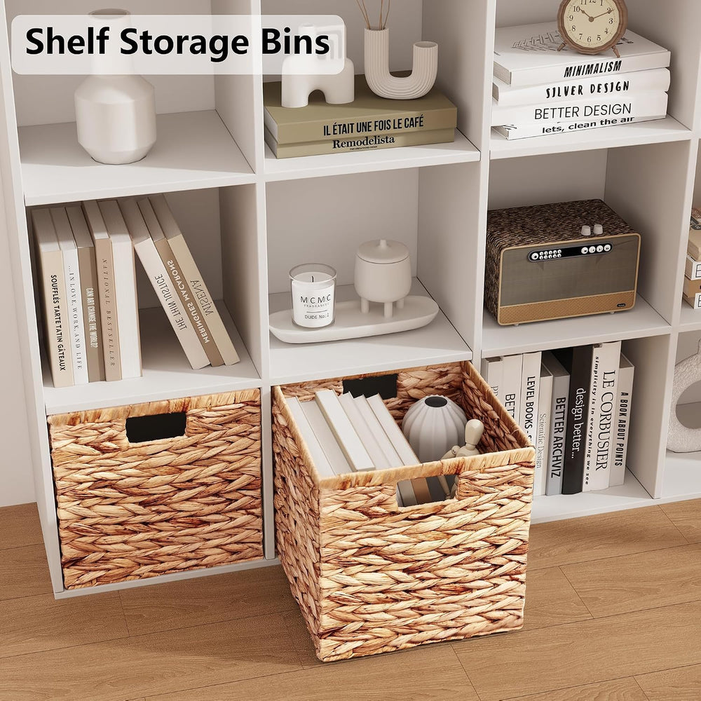 Vagusicc Wicker Storage Basket, Set of 2 Handwoven Water Hyacinth Storage Bas...