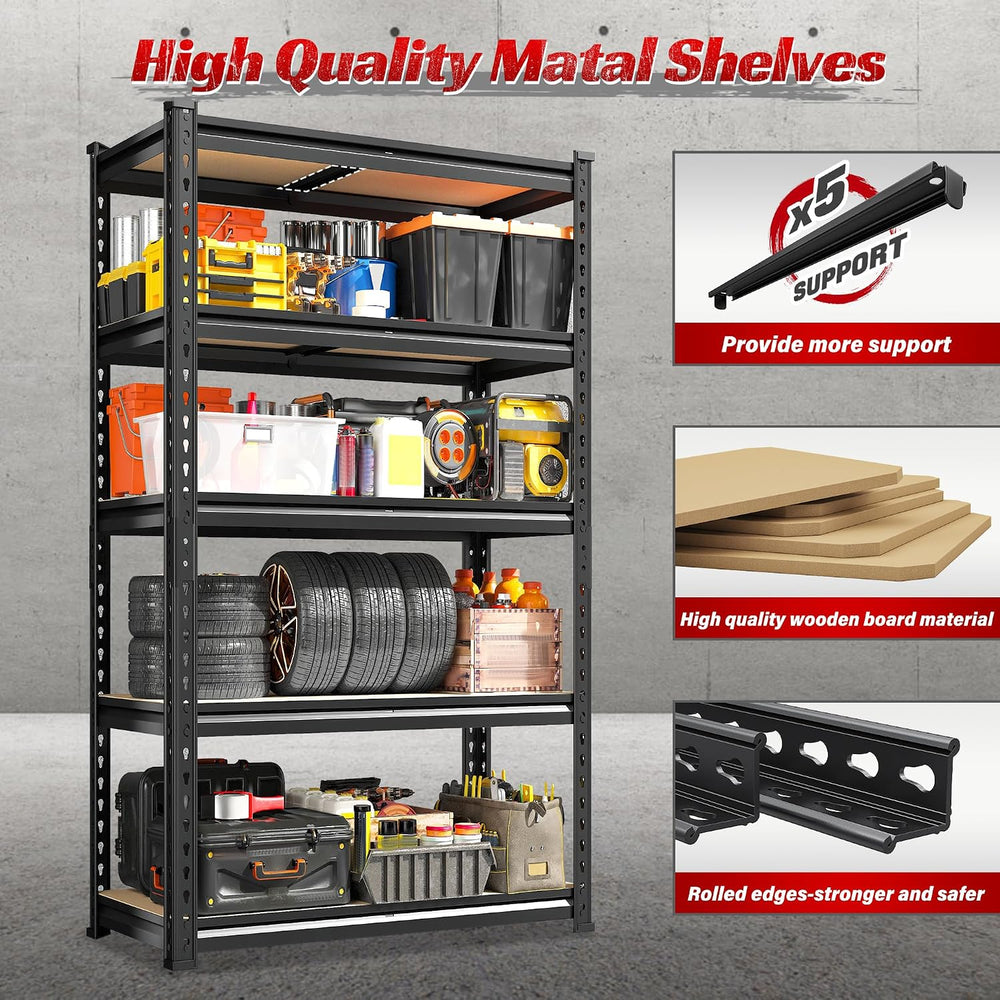 REIBII Storage Shelves,Set of 4,5 Tier Garage Shelving Heavy Duty,Adjustable ...
