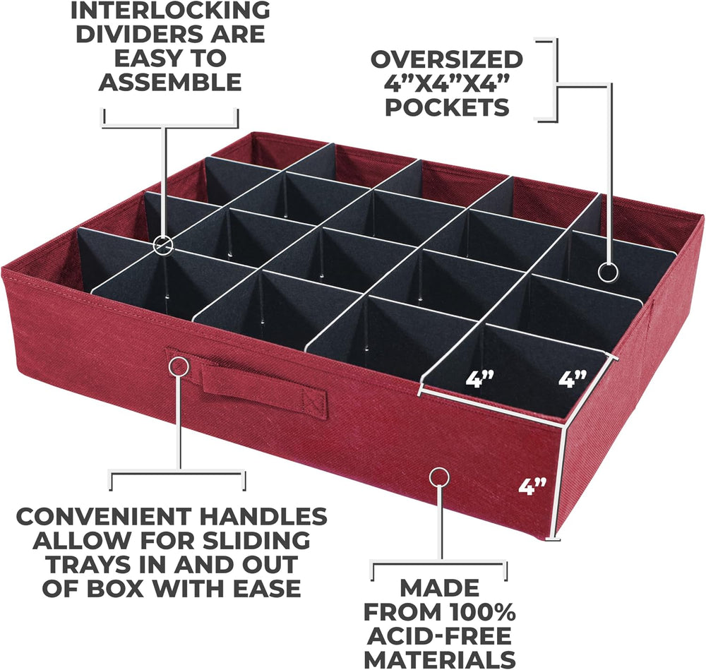 612 Vermont Christmas Ornament Storage Box, Holds 60-4 Inch Ornaments