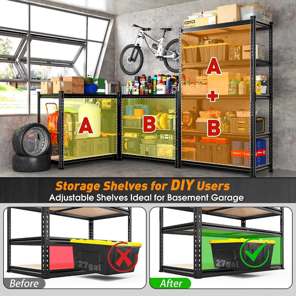 REIBII 2400LBS Garage Shelving,36" Wx16" Dx72" H Shelves for B...
