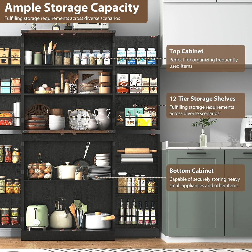 71" Tall Kitchen Pantry Cabinet, Farmhouse Tall Kitchen Storage Cabinet ...