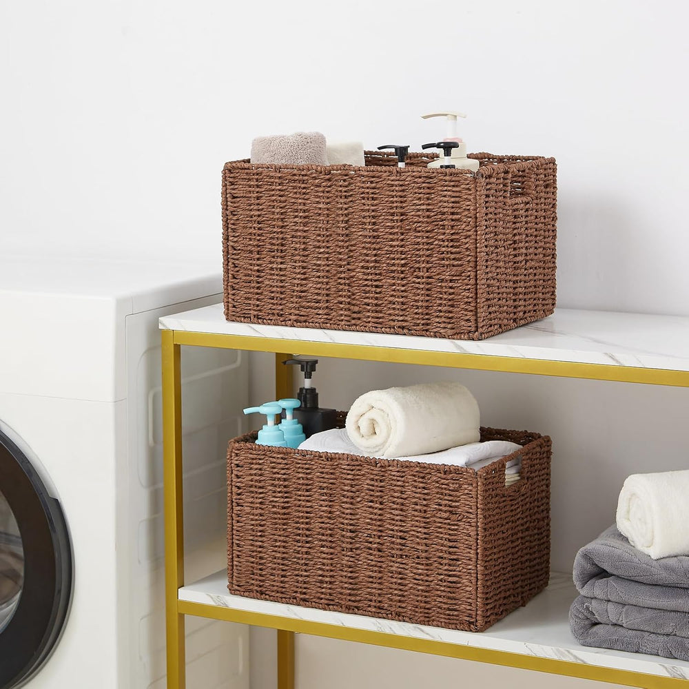 Vagusicc Large Wicker Storage Basket, Set of 2 Baskets for Organizing Brown
