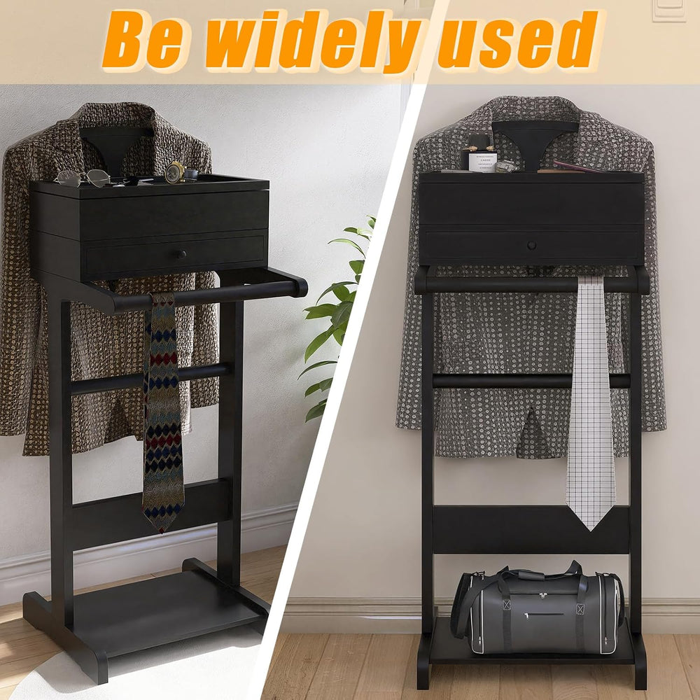 Wood Mens Valet Stand,Freestanding Suit Stand&Clothes Butler Valet Stand ...