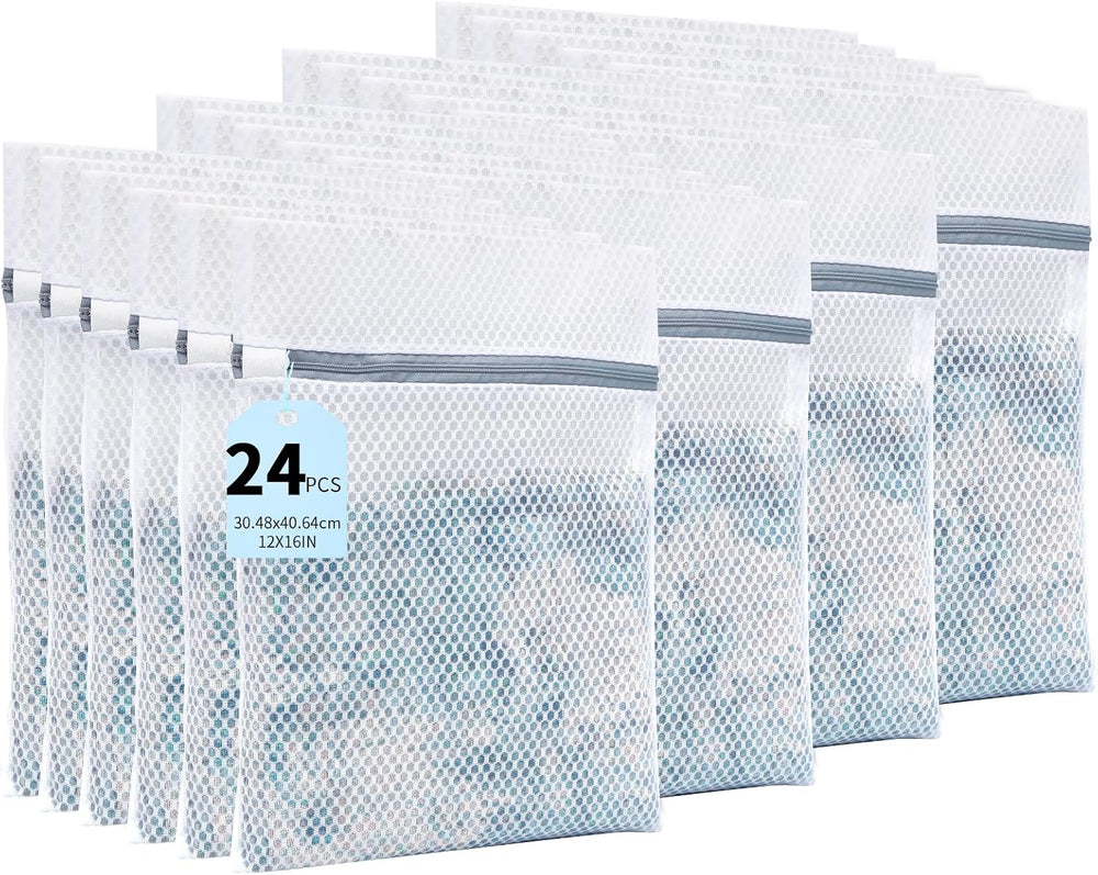 24PCS 12X16IN Laundry Bags Mesh Wash Bags for Strong Zipper