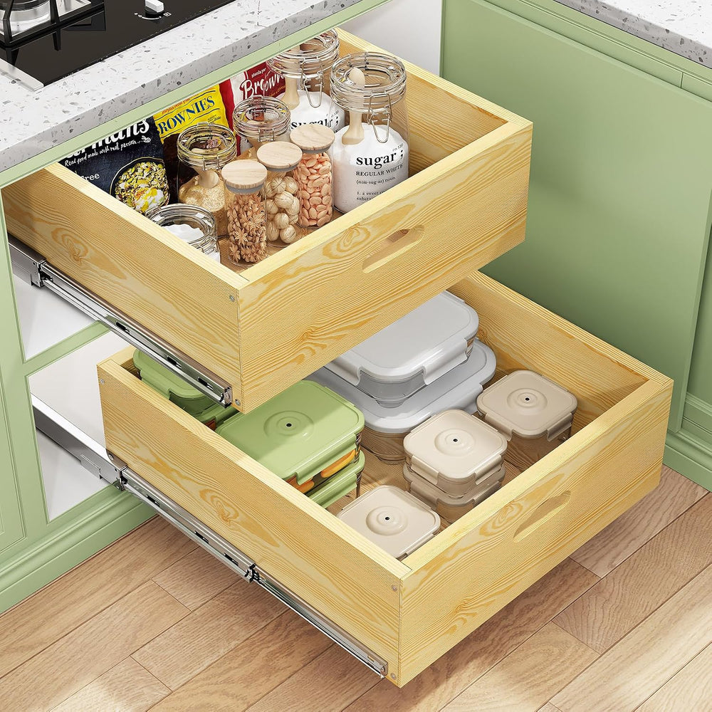Pull Out Cabinet Organizer, Soft Close Slide Out Solid Wooden Drawers(15&quot...