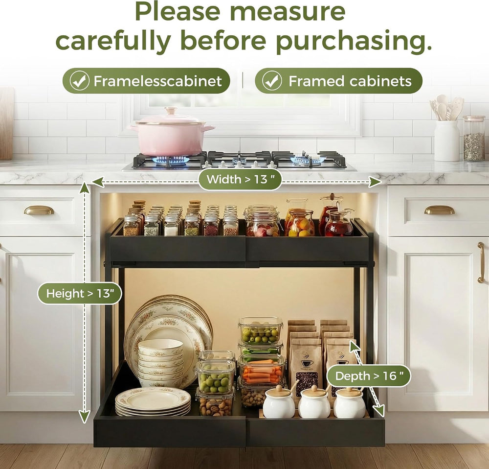 Abalter Expandable Pull Out Cabinet Organizer,2-Tier Slide Out Drawer for Kit...