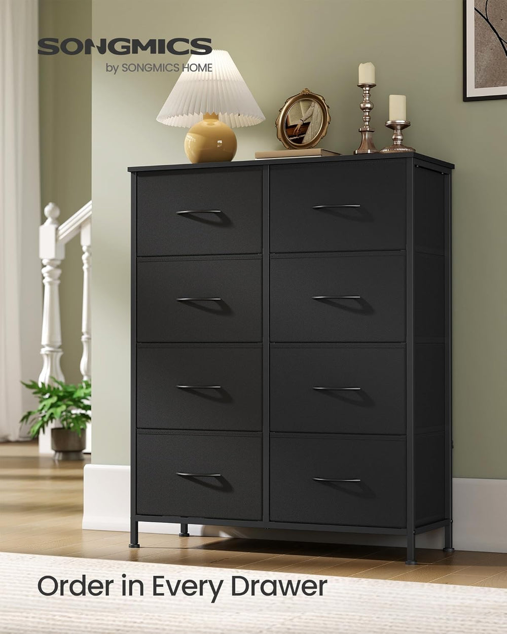 SONGMICS Dresser for Bedroom, Chest of Drawers, Steel, MDF, 8 Non-Woven Fabri...