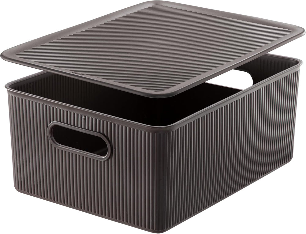 Decorative Plastic Basket Lidded Home Storage Bins Organizer Baskets, Large B...
