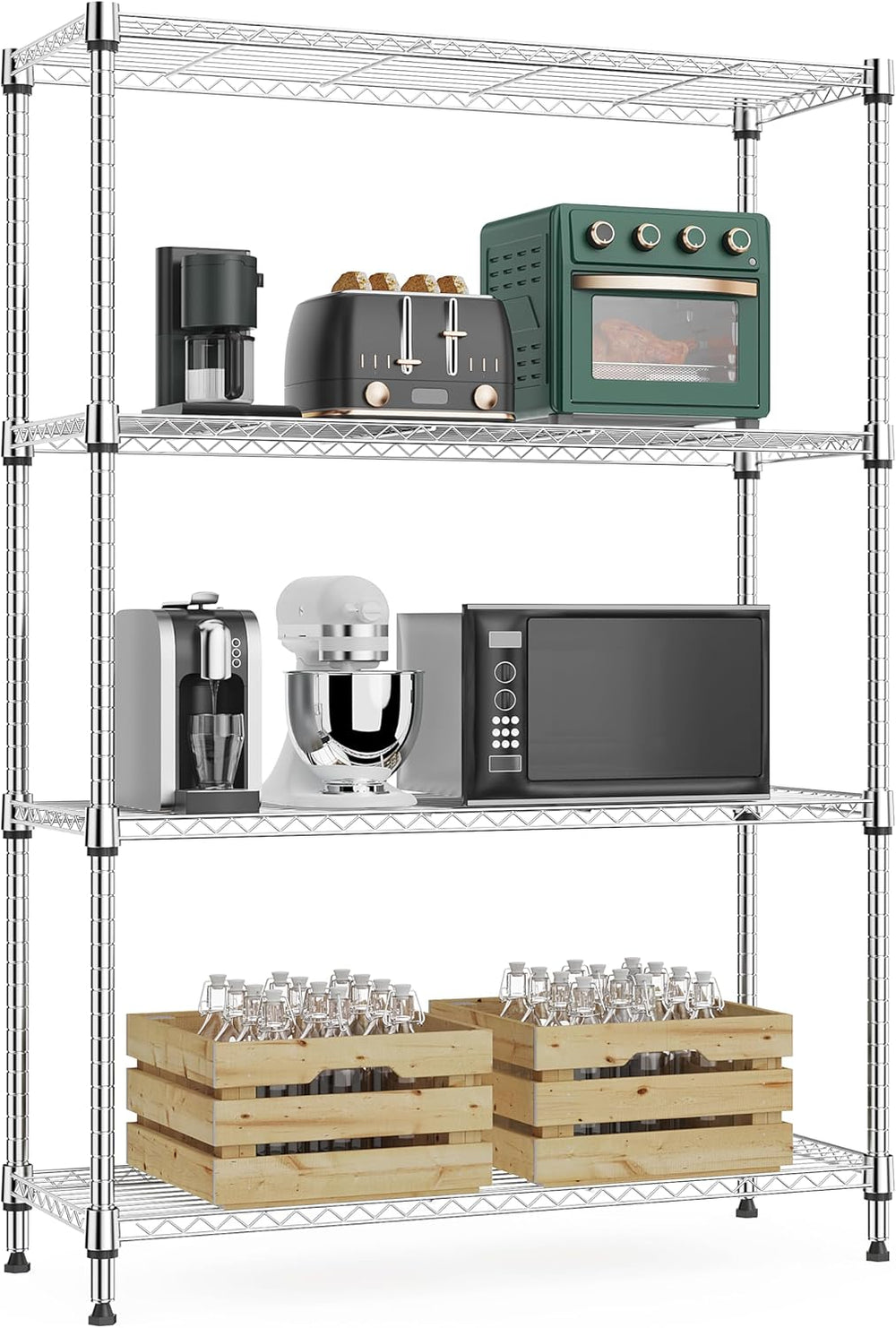 M MZG 1000 lbs 4Tier Shelf Metal Storage Shelves Wire Rack Closet Organizers ...
