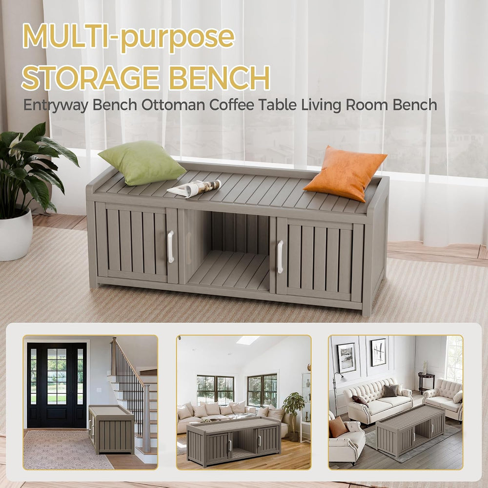 Storage Bench - Waterproof Resin Shoe Bench with Adjustable Shelves - Indoor ...