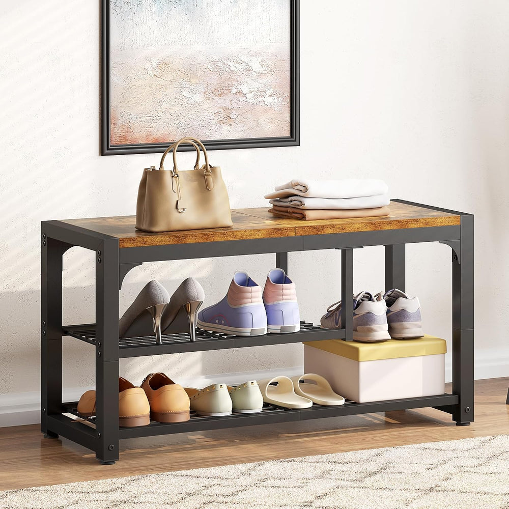 HOMEFORT Shoe Bench,3 Tiers Shoe Rack Bench,31.5" Shoe Storage Bench for...