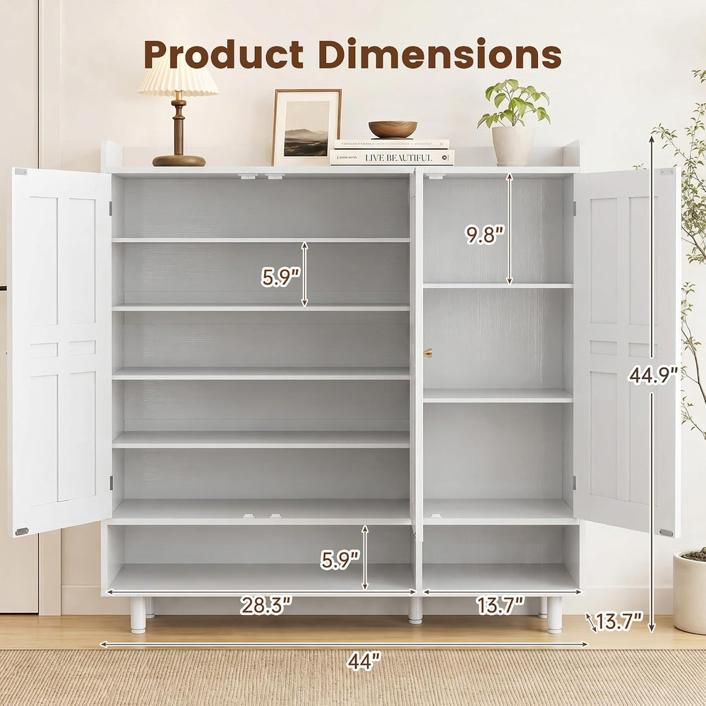 Miereirl 6-Tier 3 Doors Shoe Storage Cabinet, 45" Tall Entryway Shoe Sto...