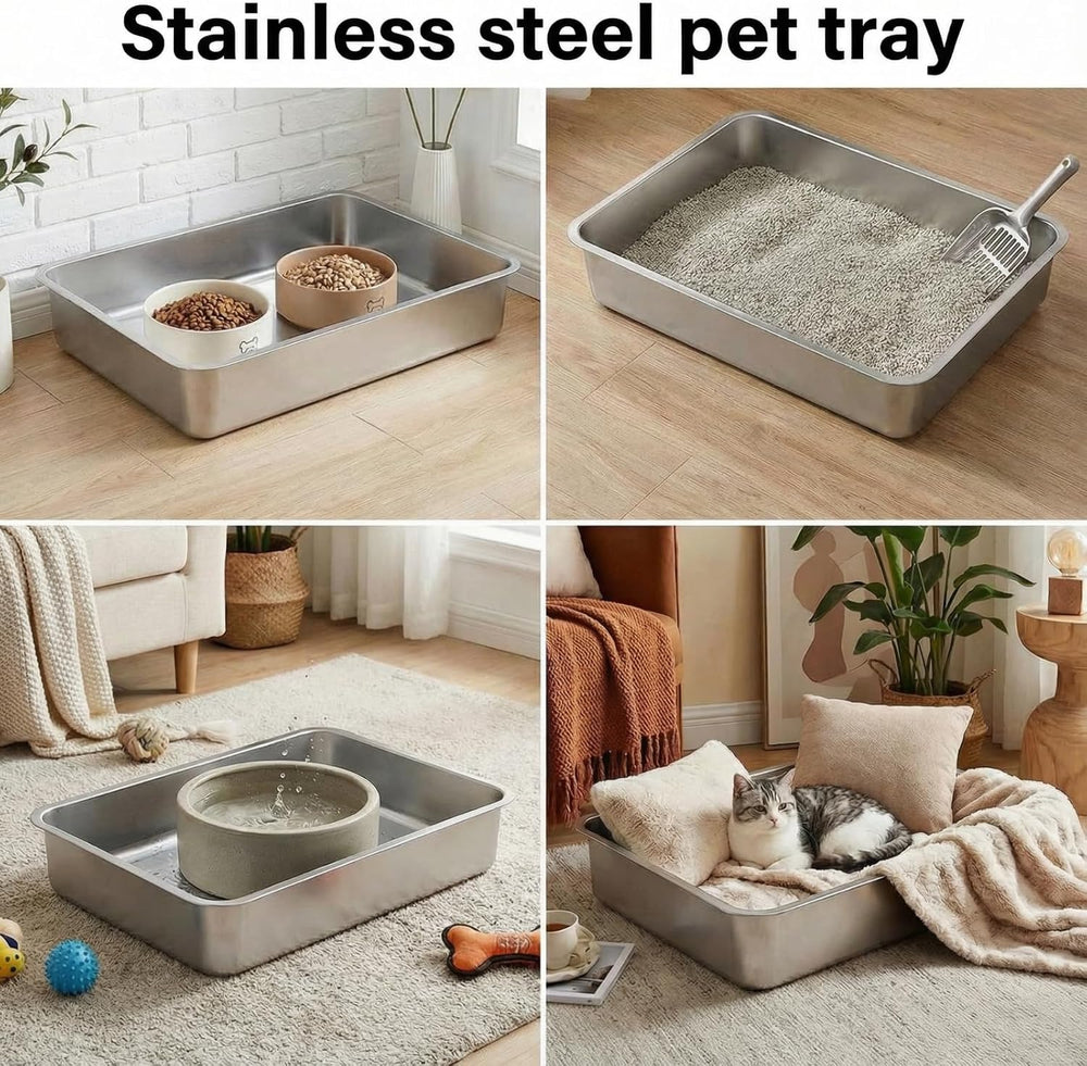 Suclain 2 Pack Stainless Steel Boot Trays for Entryway Under Sink Mat Tray Li...