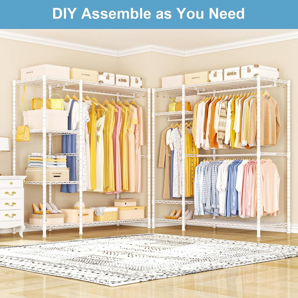 Ulif F7 Clothes Rack Heavy Duty, Clothing Racks for Hanging Clothes, White