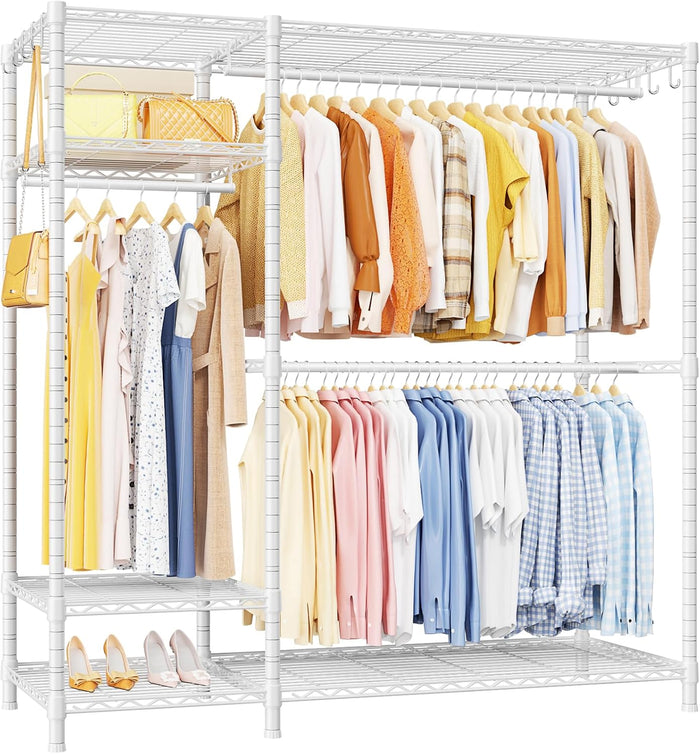 Ulif F7 Clothes Rack Heavy Duty, Clothing Racks for Hanging Clothes, White