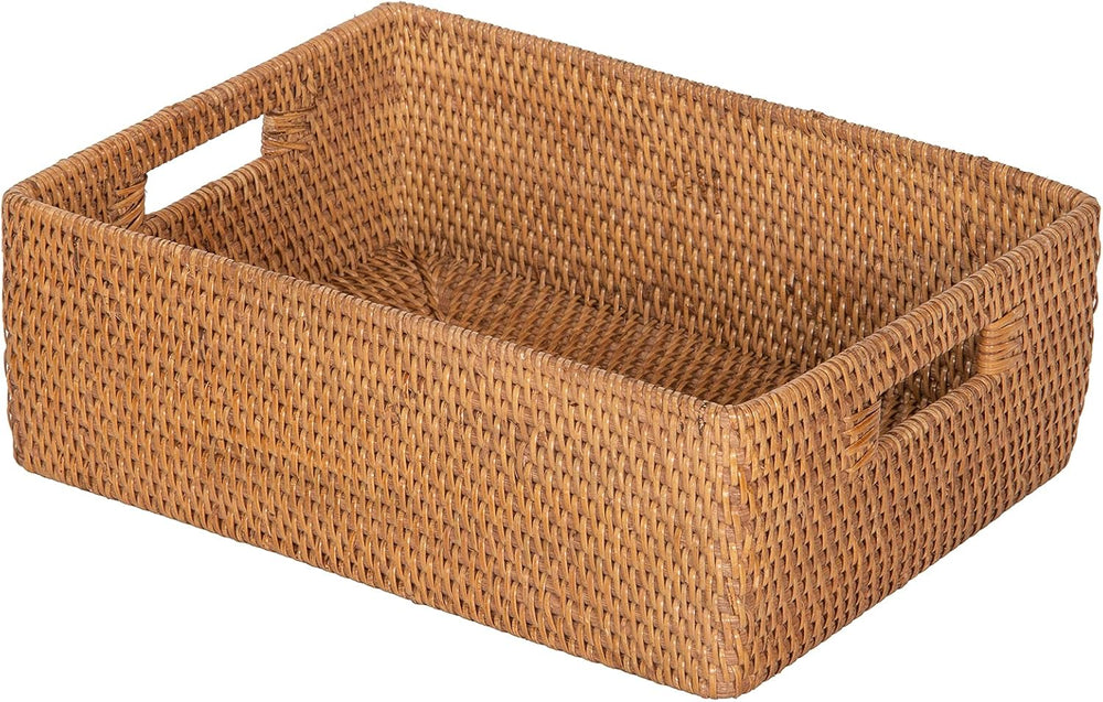 KOUBOO Laguna Rattan Shelf Organizer Basket, Wicker Storage Bin,Honey Brown
