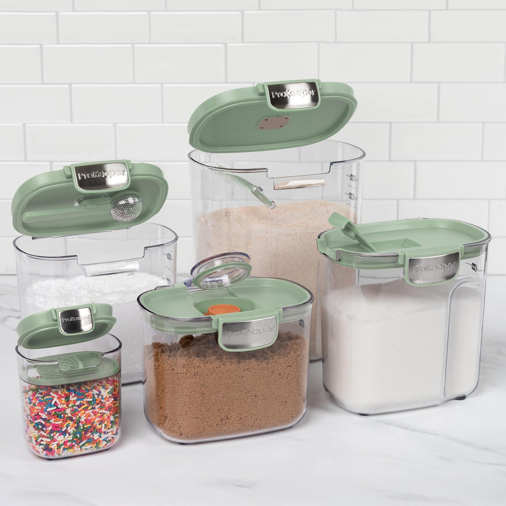 ProKeeper+ Airtight Food Storage Container Set – Clear Plastic Flour and Suga...