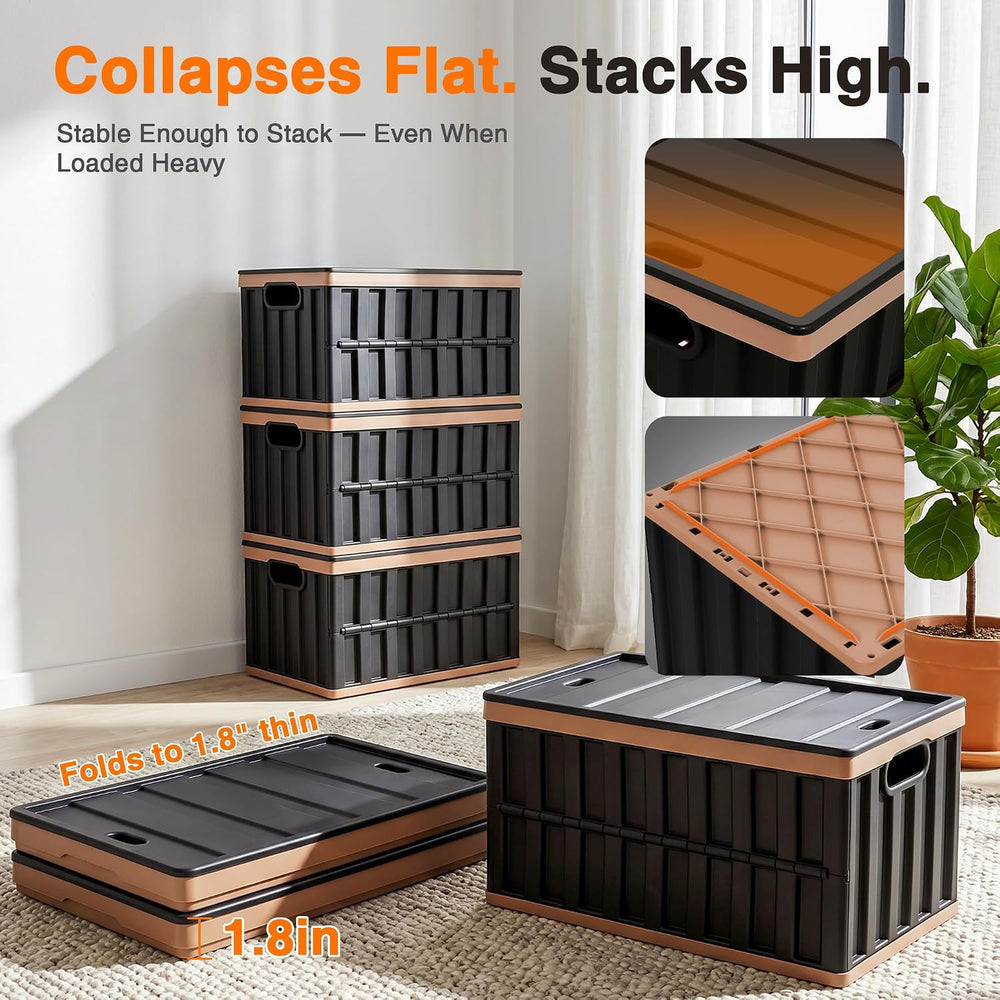Citylife 64L Collapsible Storage Bins with Lids Plastic Storage Containers fo...