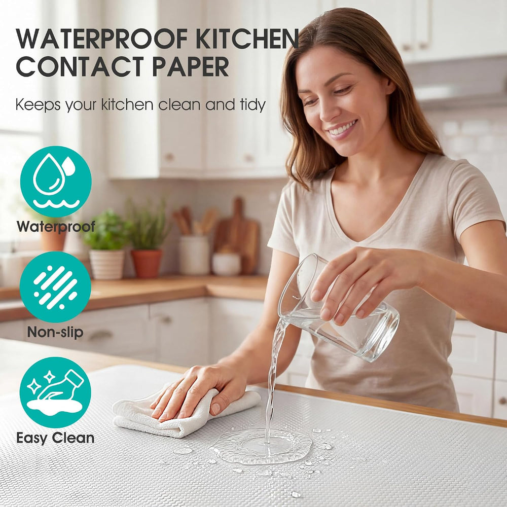 Self-Adhesive Kitchen Cabinet Liner: Peel and Stick Non-Slip 22" W x 290...