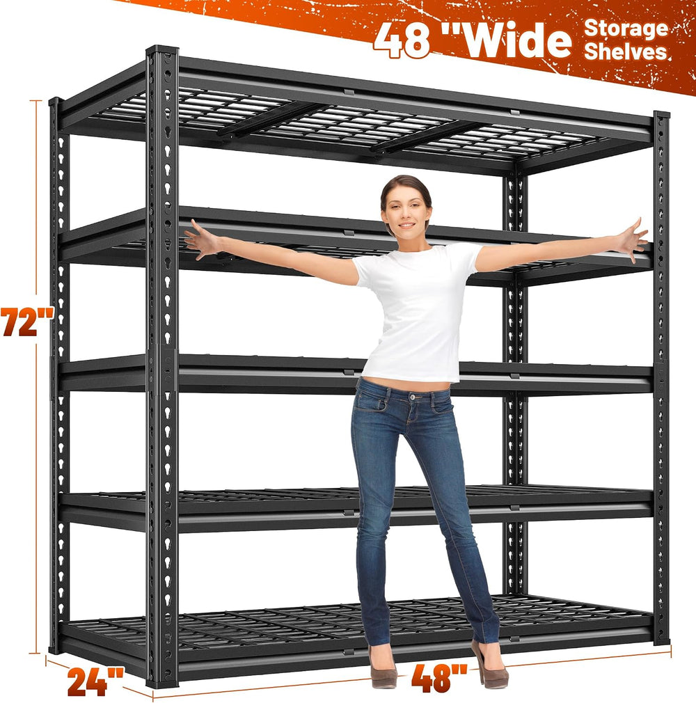 REIBII 48‘’W Garage Shelving,Adjustable Reinforcing Wire Mesh for Basement (P...