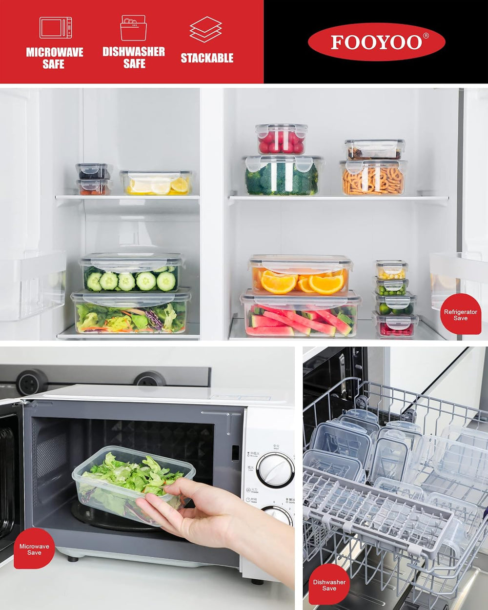 FOOYOO 56 Pcs Large Food Storage Containers Set with Lids (28 Containers + 28...