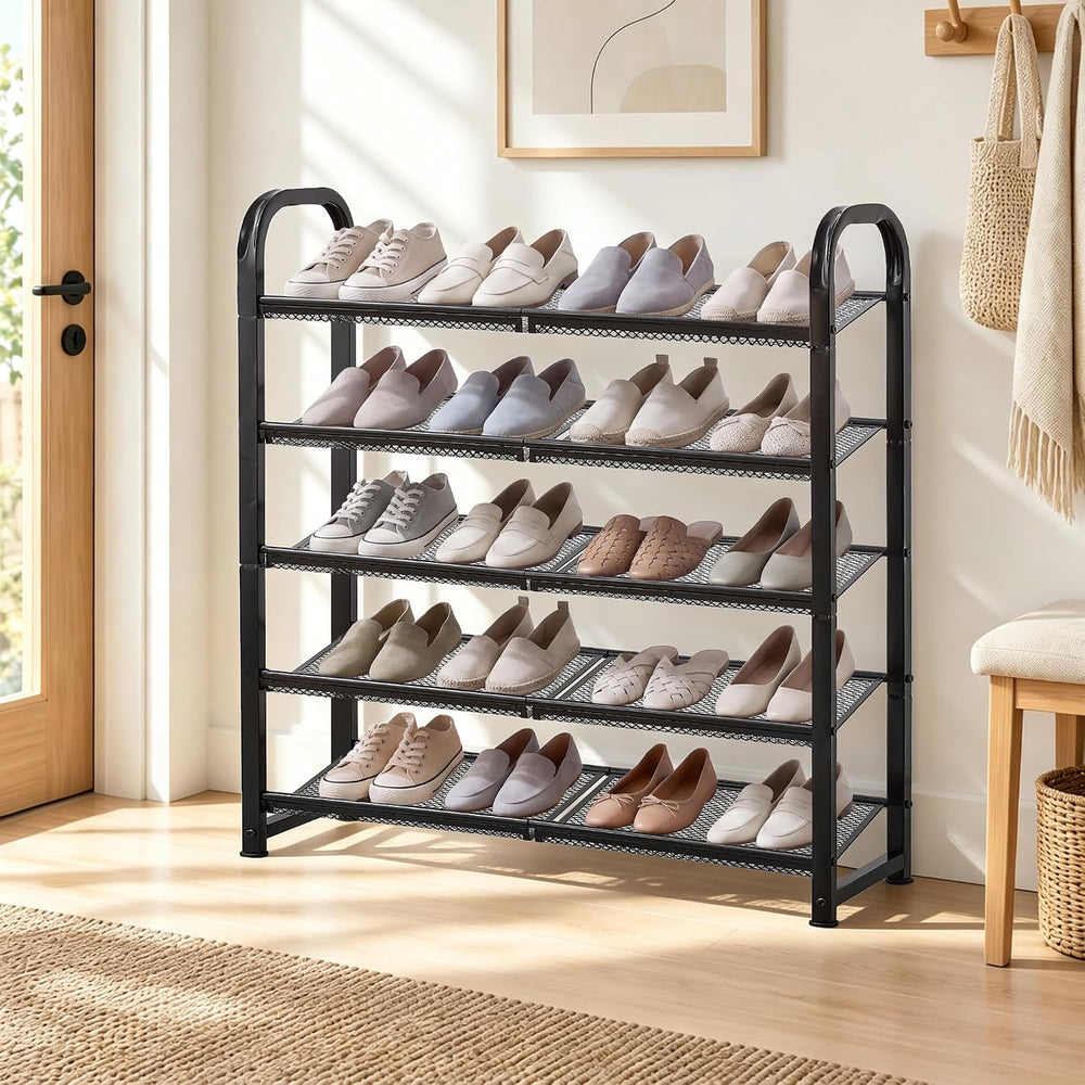 STORAGE MANIAC 5 Tier Shoe Rack, Heavy Duty Metal Shoe Organizer