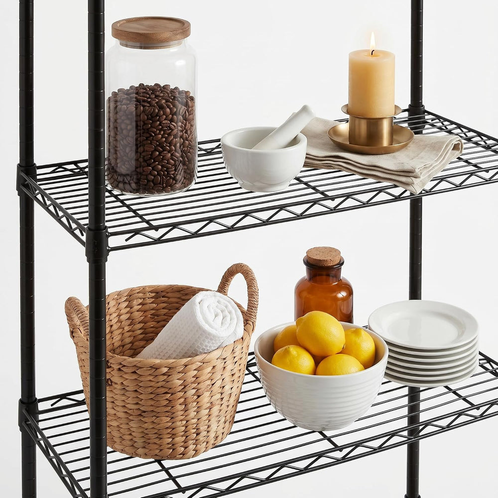 4-Tier Metal Shelf, 250 lb/Shelf, NSF, Black, 14x24x47 in