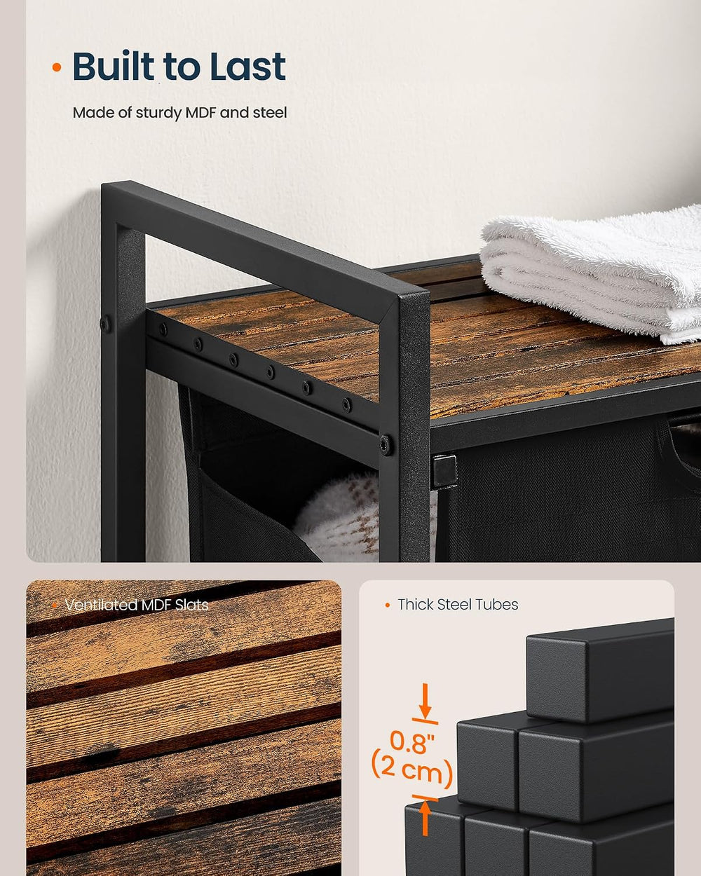 SONGMICS HOME Laundry Basket Sorter with Storage Shelf, Laundry Hamper with M...