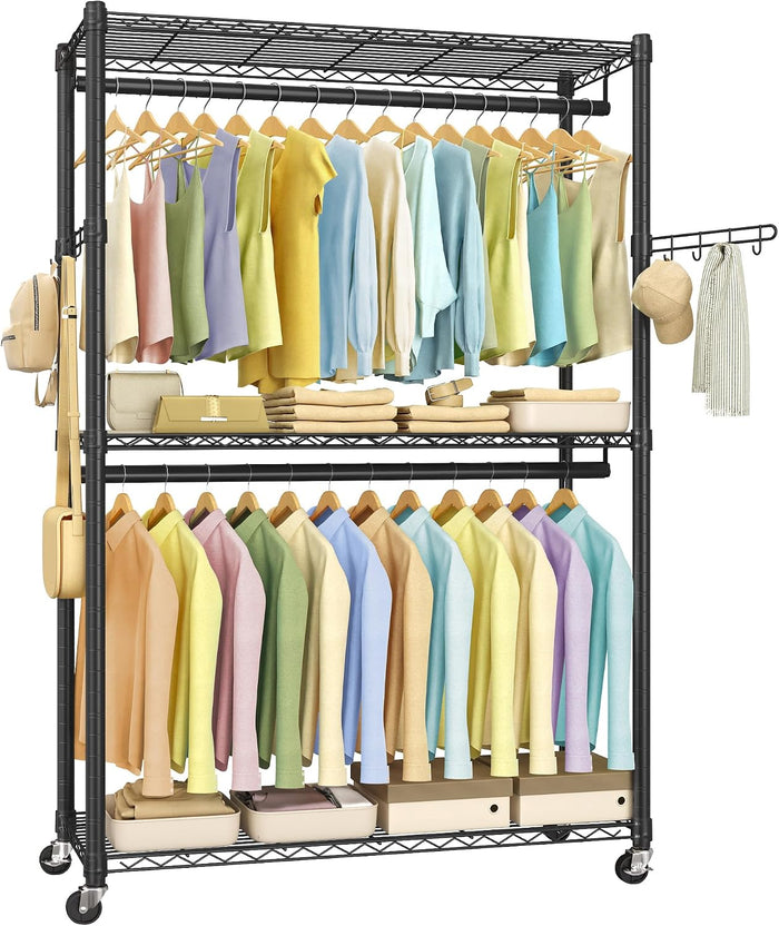SONGMICS Heavy-Duty Rolling Clothes Rack, Garment Rack, Portable Closet