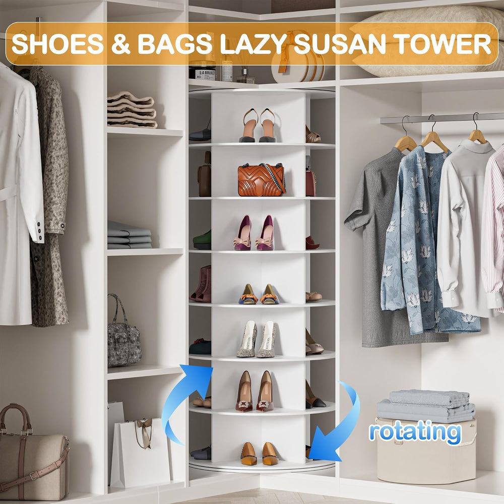 MAGIC UNION 7-Tier Rotating Shoe Rack Tower, White